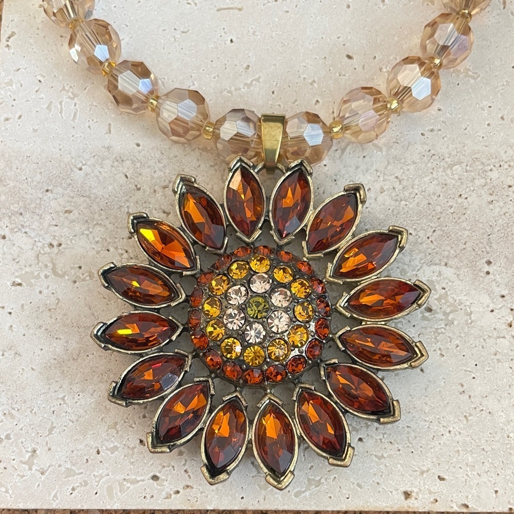 Heidi Daus Amber and Gold Sunflower Necklace